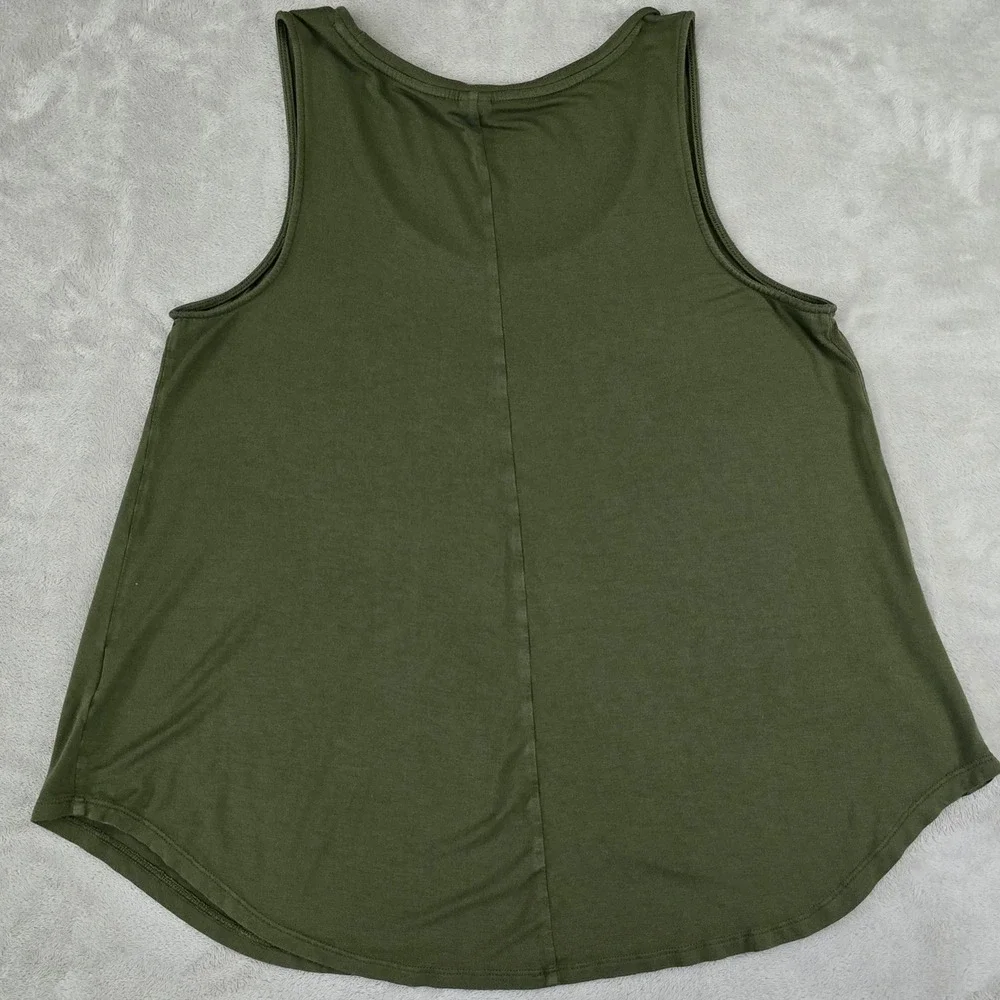 Old Navy Luxe Womens Petite Medium Olive‎ Green Tank Top Curved Hem